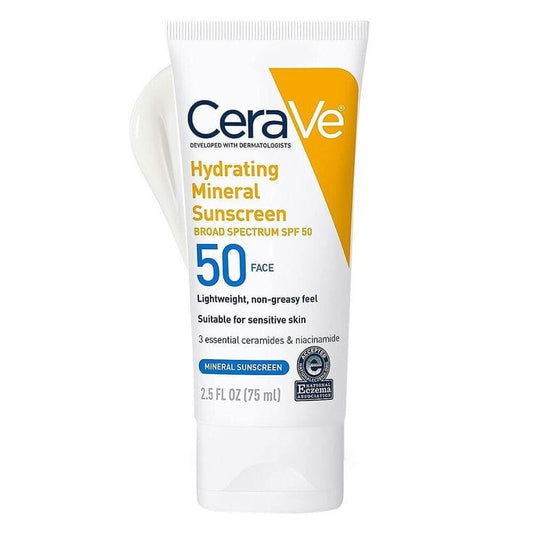 CeraVe Hydrating Mineral Sunscreen SPF 50 Face Lotion 75ml - BeautyLabel
