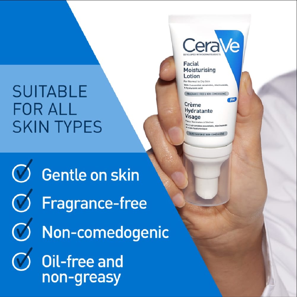 CeraVe PM Facial Moisturizing Lotion For Normal To Dry Skin 52ml - BeautyLabel