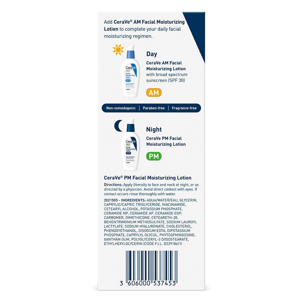 CeraVe PM Facial Moisturizing Lotion | Ultra-Lightweight, Oil-Free Moisturizer for Face | 89ML - BeautyLabel