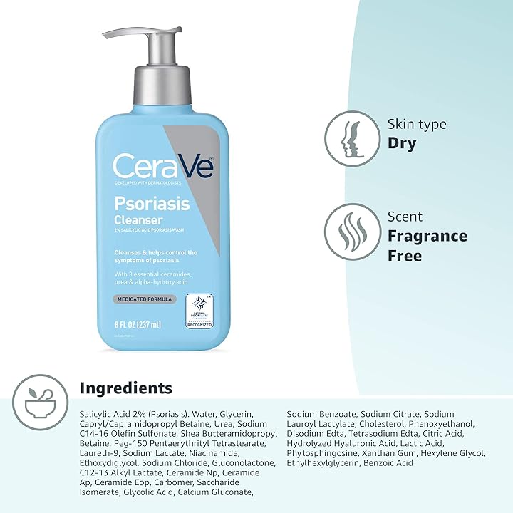 CeraVe Psoriasis Cleanser 2% Salicylic Acid Psoriasis Wash 237ml - BeautyLabel