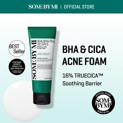 SOME BY MI AHA BHA PHA 30 Days Miracle Acne Clear Foam 100ml - BeautyLabel