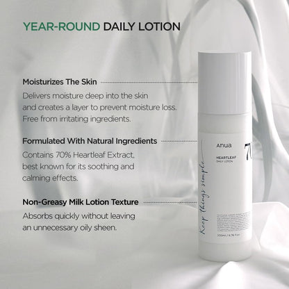 Anua Heartleaf 70% Daily Relief Lotion 200ml - BeautyLabelpersonal careAnuaBeautyLabel200mlAnua Heartleaf 70% Daily Relief Lotion 200ml - BeautyLabel