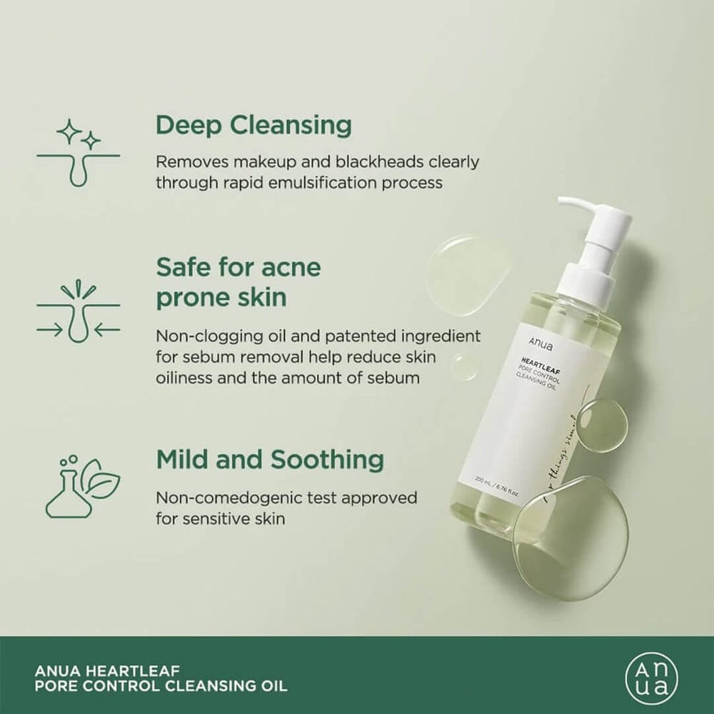 Anua Heartleaf Pore Control Cleansing Oil 200ml - BeautyLabelpersonal careAnuaBeautyLabel200mlAnua Heartleaf Pore Control Cleansing Oil 200ml - BeautyLabel