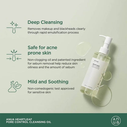 Anua Heartleaf Pore Control Cleansing Oil 200ml - BeautyLabelpersonal careAnuaBeautyLabel200mlAnua Heartleaf Pore Control Cleansing Oil 200ml - BeautyLabel