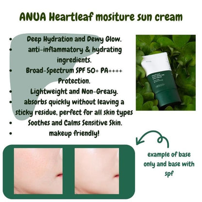 Anua Heartleaf Silky Moisture Sun Cream SPF 50+ PA++++ 50ml - BeautyLabelpersonal careAnuaBeautyLabel50mlAnua Heartleaf Silky Moisture Sun Cream SPF 50+ PA++++ 50ml - BeautyLabel