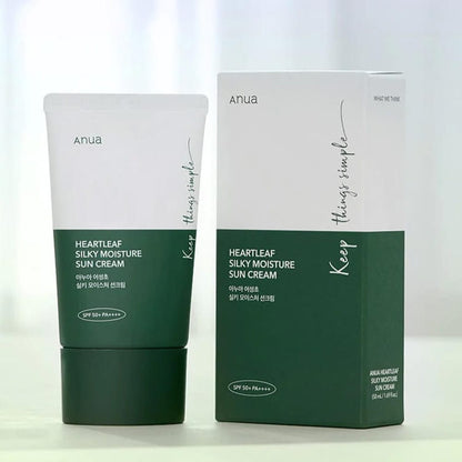 Anua Heartleaf Silky Moisture Sun Cream SPF 50+ PA++++ 50ml - BeautyLabelpersonal careAnuaBeautyLabel50mlAnua Heartleaf Silky Moisture Sun Cream SPF 50+ PA++++ 50ml - BeautyLabel
